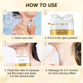 120g Crema Reafirmante para Cuello con Doble Rodillo de Masaje, Crema Hidratante y Nutritiva, Loción Tensora para el Cuidado de la Piel (2)