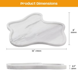Adolif Marble Tray, Marble Vanity Tray for Bathroom Storage Home Decor, 11 x 8 Inch, Cloud Shape