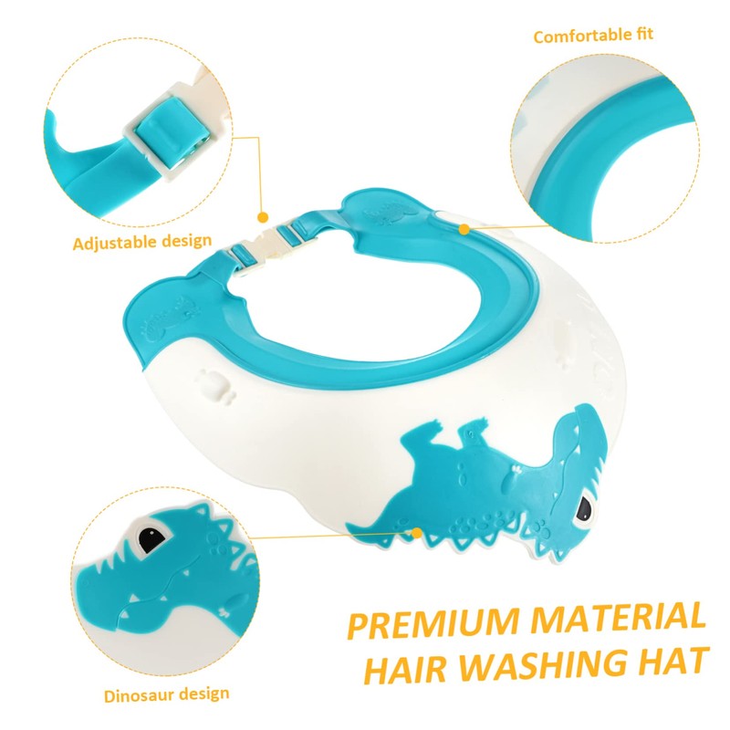 BESPORTBLE 4Pcs Adjustable Shower Caps Cartoon Dinosaur Hair Washing Hats