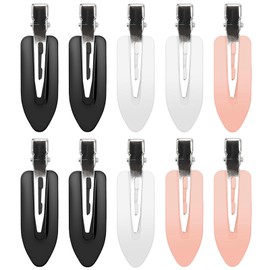 10Pcs No Crease No Bend Hair Clips Duckbill Hairclips Hairpins Bangs Curl Clips Accessories for Women Hair Styling Hairdressing Makeup Application Face Washing (Black, White, Pink)
