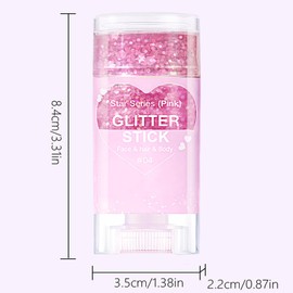 Paminify Pink Face Body Glitter Stick, Chunky Sequins Glitter Singer Concert Outfits for Women,Body Paint for Hair Eye Clavicle,Waterproof Shimmer Rave Music Festival Accessories for Parties & Events