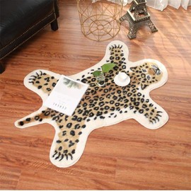 Alfombra con estampado de leopardo, piel de vacuno sintética con estampado de animales, alfombra artificial, alfombra sintética (A) / 31.5 x 41 pulgadas, para decorar la sala de estar