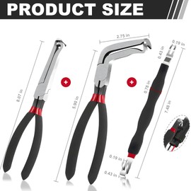 SecureElastic Electrical Disconnect Pliers 37960, Electrical Connector Separator 13120, 8in Automotive Tools Electrical Connector Pliers, Automotive Tools for Push Tab Style Plugs (2-Piece Set)