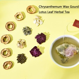 EDVKLNG 90 bags Winter Melon Lotus Leaf Tea,Oil Cleansing Tea,Chrysanthemum Wax Gourd Lotus Leaf Herbal ???,Lotus Flower Hawthorn Dried Orange Peel Rose (3pcs)