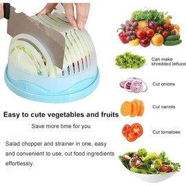 Quick Snap-On Salad Maker Chopper Salad Slicer Cutter Bowl Swiftly Dice Fruits & Vegetables, BPA-Free Healthy Meals and Salads in Minutes Multifunctional