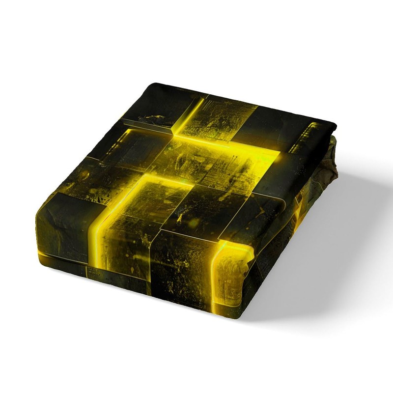 Yellow Black Bed Set 3D Glowing Buffalo Duvet Cover Single