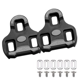 Grip Bicycle Cleats Compatible with Look KEO Pedals, Non-Slip TPU Surface, Grey 4.5°/Red 9°/Black 0° (Black 0° Float)