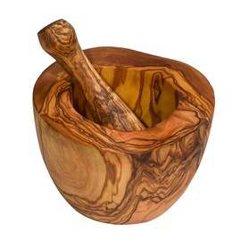 Cleminson® Handcrafted Olive Wood Mortar and Pestle Set | Kitchen Essential for Grinding Spices and Herbs