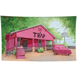 ZKflager Trap Flag Pink House Meme Flag Banner 3x5 Ft Cool Wall Flags for College Dorm Room Guys Girls Man Cave Frat Bedroom