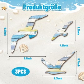 FIGCY Maritime Deko Wanddekoration Holz Möwe Set 3-teiliges Wanddeko maritim für Indoor Charmante Küstenoptik für Wohnzimmer, Balkon oder Garten