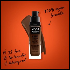 NYX PROFESSIONAL MAKEUP NYX Professional Makeup Can't Stop Won't Stop Full Coverage Foundation, Langanhaltend, Wasserfest, Vegane Formel, Mattierter Teint, Farbton: Chestnut