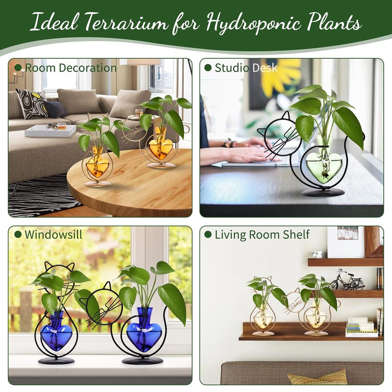 Plant Terrarium Propagation Station Gifts for Women Cat Lover