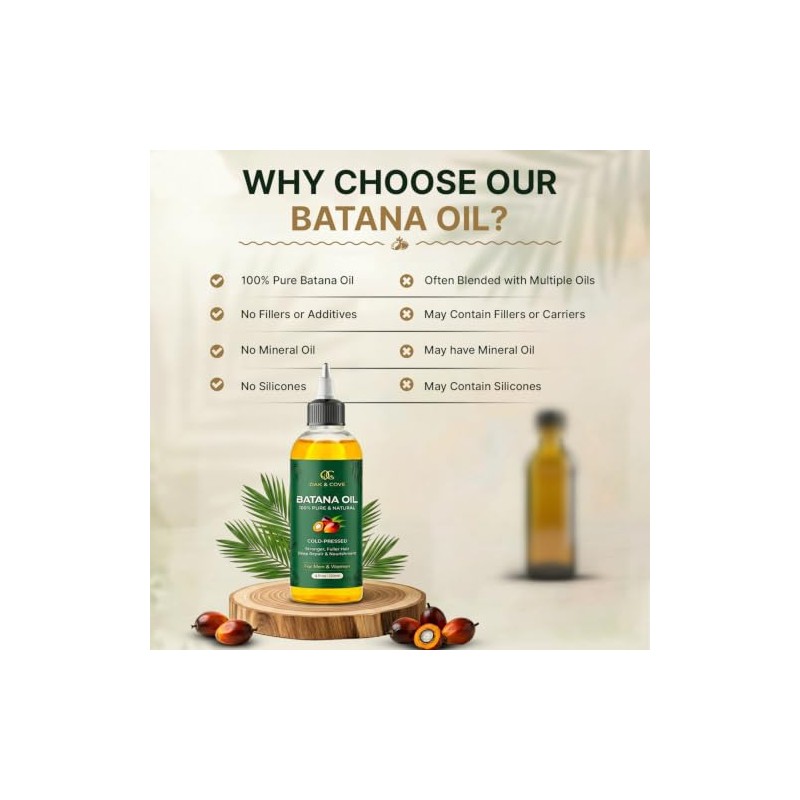 Batana Oil for Hair Growth, Unrefined from Honduras, 120 ML