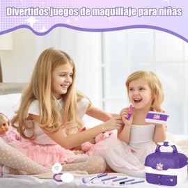 Set de Cosméticos Kit Belleza para Niñas Maquillaje Juguete, Caja de Maquillaje para Niñas, Protege la Piel de Las de Daños, Regalos de Navidad, Cumpleaños y Festividades para niños(Púrpura)