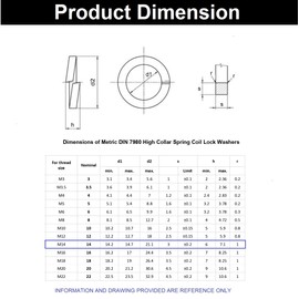 TERF® M14 Square Section Spring Washer M14 (14mm) Steel Split Lock Spring Washer - Pack of 25