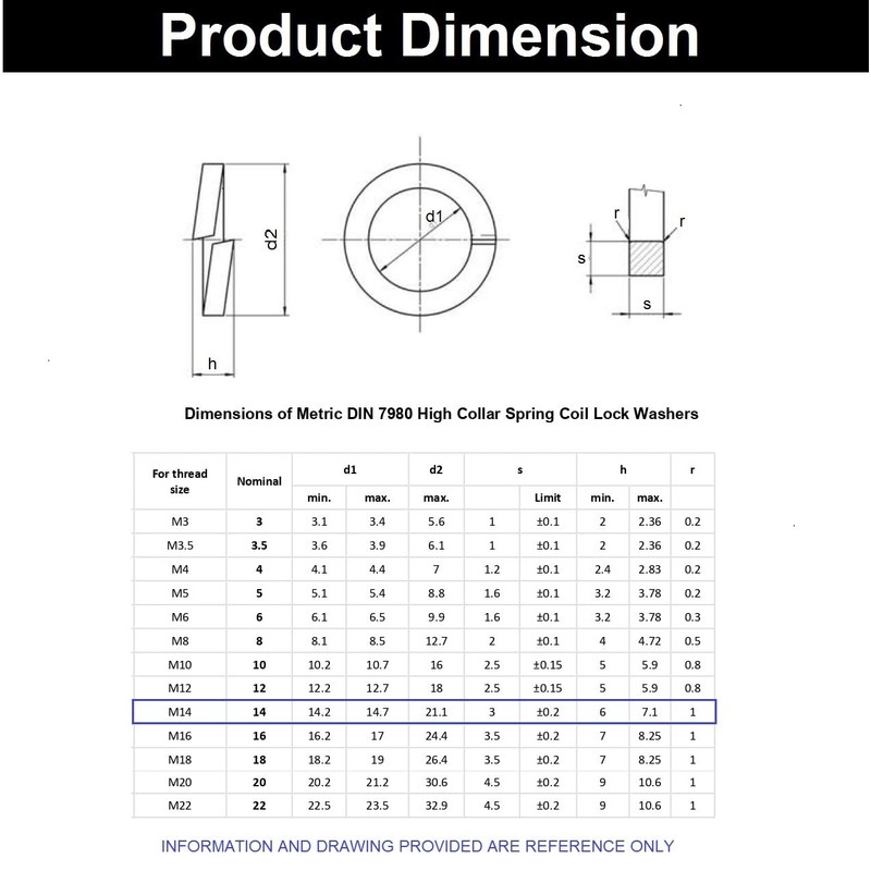 TERF® M14 Square Section Spring Washer M14 (14mm) Steel Split