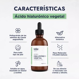 HEBBE COSMETICS AHSVA3 FC4 AVG17 1VTL1 Ácido Hialuronico Vegetal Líquido Puro (uso Cosmético) 50 G