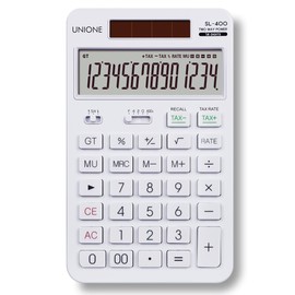 14 Digits Desktop White Calculator with a Bright LCD, Dual Power Handheld Desktop. Color. Business, Office, High School