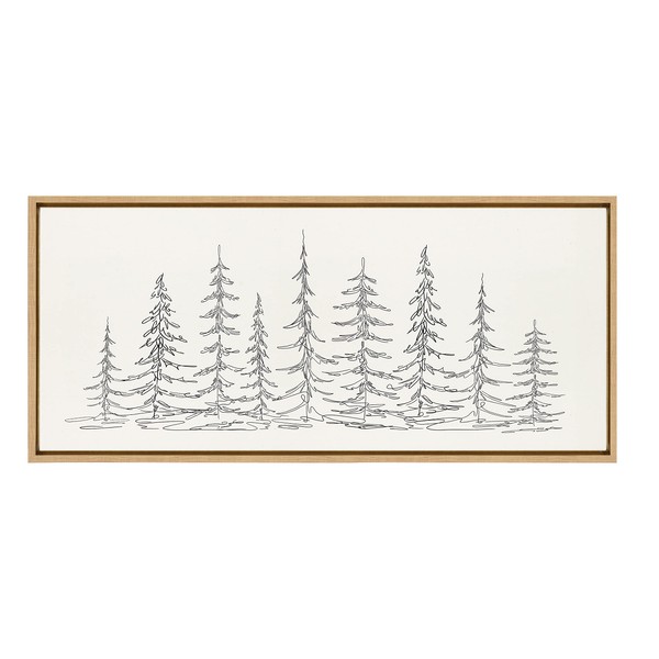 Kate and Laurel Sylvie Minimalist Evergreen Trees Sketch Framed Linen