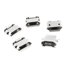 A ABSOPRO Micro USB Type B Female Socket 180 Degree 5-Pin SMT Soldering Jack (Set of 5)