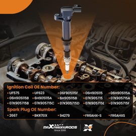 maXpeedingrods UF270 Set of 6 Ignition Coil Pack and Iridium Spark Plugs Fit for Jeep Commander, for Dodge Dakota Durango, for Mitsubishi Raider 3.7L V6 2002-2008, Ignition Coil Kit Replaces UF297