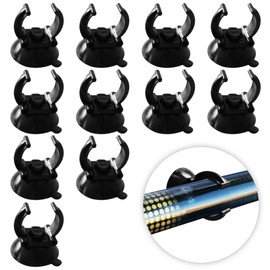 JOR 12 Pack Aquarium Suction Cups with Clips for Aquariums Thermometer, Black Silicone Clamps for Heater Rain Bars, and Oxygen Tubes, 1” Diameter Clip, Holds Standard 1” Heater