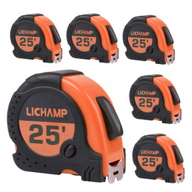 LICHAMP Tape Measure 25 ft, 6 Pack Bulk Easy Read Measuring Tape Retractable with Fractions 1/8, Multipack Measurement Tapes 25-Foot by 1-Inch, C6OG