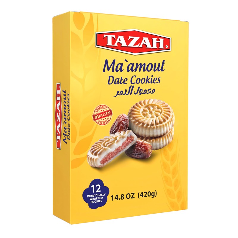 Tazah Maamoul Cookies Date Snack 100% Natural Date Filled Shortbread