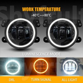 Shyfrult 2PCS For 2011-2012 Jeep Grand Cherokee 4 Inch Round Fog Lights LED Lamps Drivimg