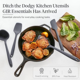 GIR: Get It Right 5 Piece Silicone Essentials Kitchen Utensils Set - Ladle, Spatula, Flip, Spoon & Spoonula - Non-Toxic Cooking Utensils for Nonstick Cookware, Cooking and Baking - Charcoal