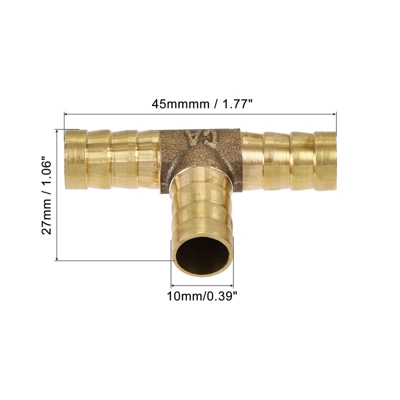 sourcing map Barb Hose Fitting 10mm OD Tee T Shape