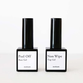 HEMA Free Peel Off Gel & Non Wipe Top Set, Made in Japan, 0.3 oz (10 g), Removable Base Gel, Hypoallergenic, Acrylic Acid Free, Gel Nails, Self Nails, Nomam Noman