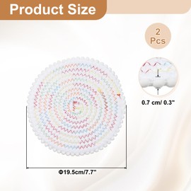 sourcing map 2Pcs Round Braided Placemats, 7.7" Woven Floral Edge Placemats Kitchen Table Place Mats for Farmhouse Decor, Kitchen Countertops, Table, Home Decor (White)