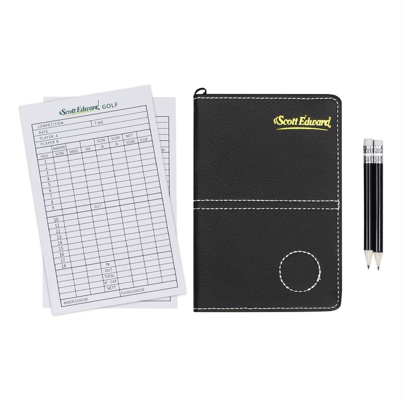 Scott Edward Golf Scorecard Cover Leather Scorecard Holder Statistics and