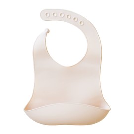 Sisterly Market Solid Silicone Baby Bib, Baby and Toddler, Adjustable, Waterproof, Soft (Cream)