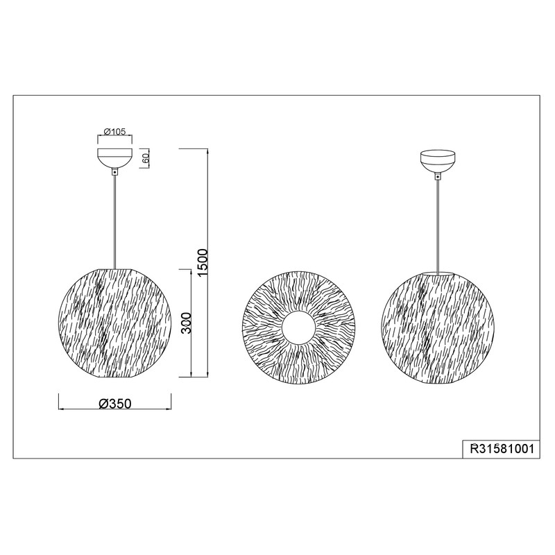 lightling Frieda Pendant Lamp with Plush Shade, Height Adjustable, Ceiling