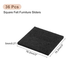 uxcell Furniture Pads, 36Pcs 3" - Square Self Adhesive Felt Furniture Pads, Floor Protectors for Furniture Feet Chairs Legs Hardwood Floors (Black)