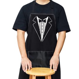 WZMPA Groom Apron For Wedding Bridal Shower Gift Tuxedo Suit Groom Adjustable Apron With Pockets For Engagement Wedding (Man Suit apron)