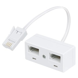 1 Pcs BT Telephone Splitters 2 Way Sockets, Splitter UKTelephone Adapter, UKTelephone RJ11 Male Plug to Double Female Socket Extender, for UKLandline Telephone FAX Modem Cable Adapter and Converter