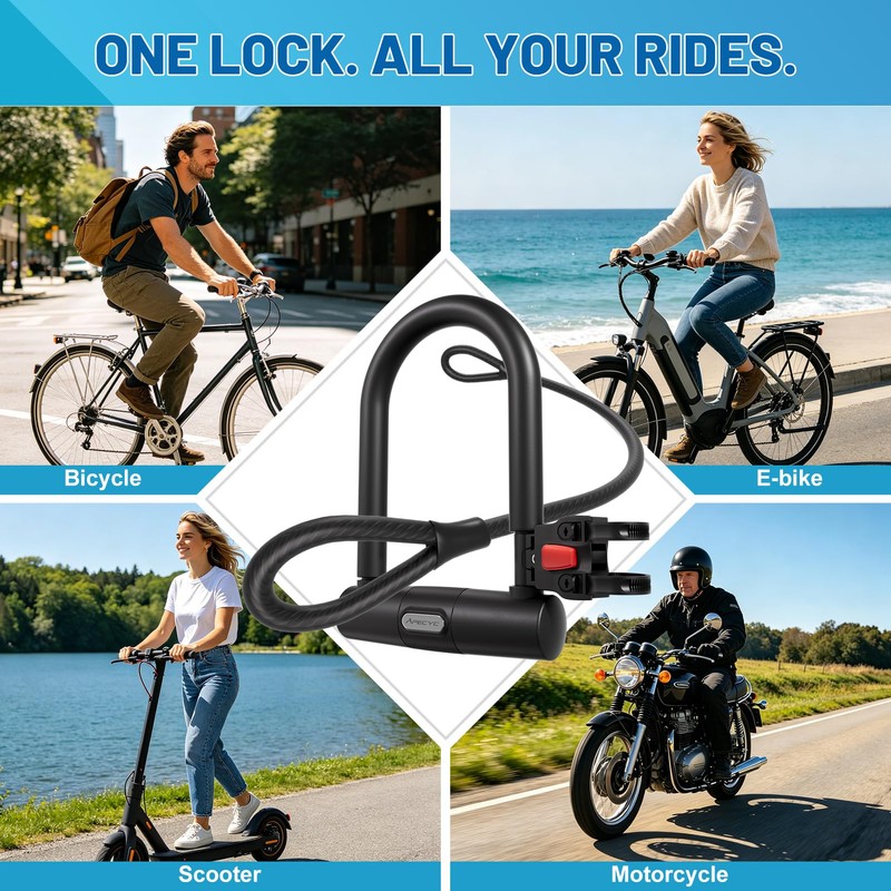 APECYC Bike Lock Heavy Duty Anti Theft U Lock with