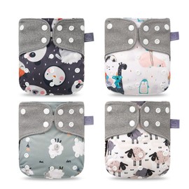 4pcs/pack Baby Cloth Diapers Washable Reusable Pocket Cloth Diaper Quick Dry Breathable Waterproof One Size Adjustable for Baby Girls Boys Infants