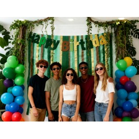 Green Jungle Backdrop Crepe Paper Streamers 492ft Birthday Party Backdrop for Banner, Party Group Photo Background for Camp, Jungle Safari, Big Foot, Woodland Theme Party