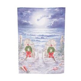 Evergreen Flag Christmas on the Beach Welcome Garden Flags 12x18 Double Sided, Small Garden Flags for Outside, Christmas Garden Flag, Winter Yard Flags Outdoor Decoration