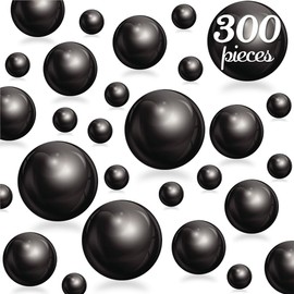 300Pcs Black Polished No Hole Faux Pearl Beads for Vase Filling Decorations, Plastic Pearls Vase Fillers, Table Scatters, Wedding Centerpiece, Home Decor, 8/14/20 mm