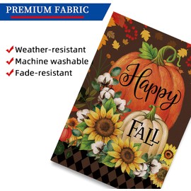 JIMOWANG Happy Fall Thanksgiving Pumpkin Burlap Burlap Garden Flag Double Sided Outdoor Decorative Yard Flag 12"x18" Porch Patio Banner Flags