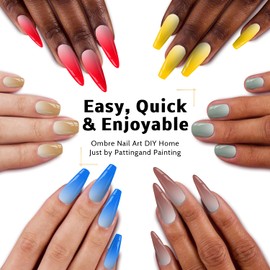 Karroy Sponge Pat Paint Nail Gel, Ombre Nails Gradient Gel Nail Blush Blooming Aura Nails Drawing Stripper Floral Painting DIY Nail Art, No Wipe, UV/LED Curing (16 Colors C)