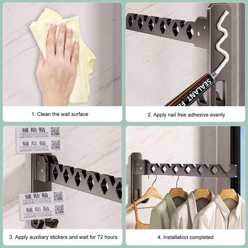 Ksvaye Wall Clothes Hooks Foldable Wall Clothes Rack Clothes Fan