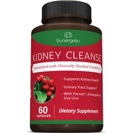 Sunergetic Premium Kidney Cleanse Supplement – Powerful Kidney Support Formula with Cranberry Extract Helps Support Healthy Kidneys & Urinary Tract Support– 60 Vegetarian Capsules