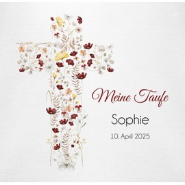 Geschenk mit Namen personalisiert by Shirtracer - Baby Bib - My Christening Flower Cross | Christening Gift | Christening Gift | Gifts for Christening | Godchild for Christening Gifts, 1 White