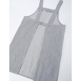 [Edwin] Apron with two-level adjustable back waist button, Hickory H-type, with pen slots in pockets on both sides, navy